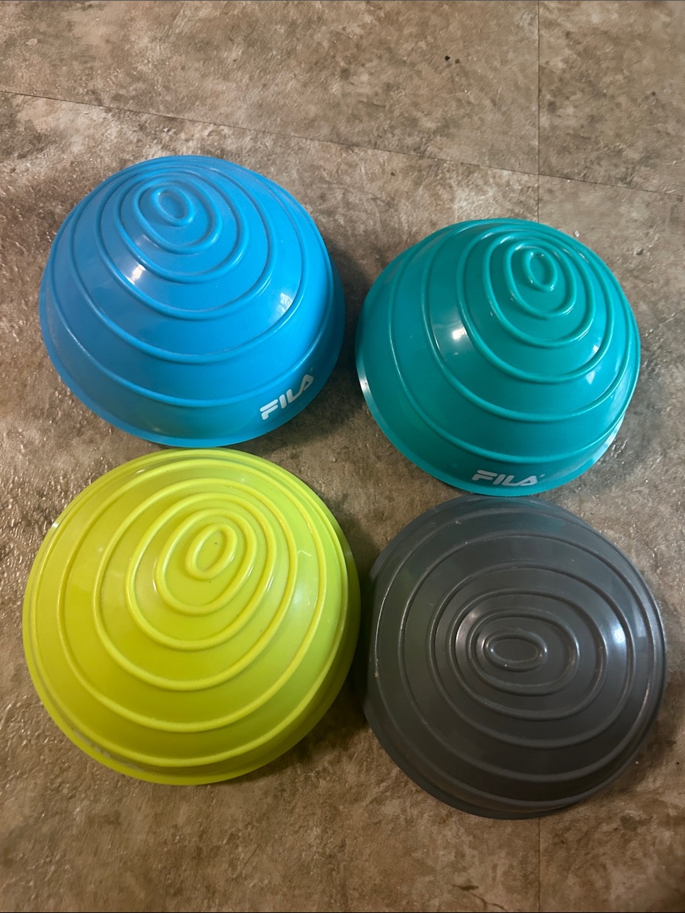 FILA  Balance Domes in Blue, Teal, Yellow, Gray